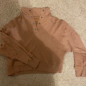 Brown Button-Up Sweatshirt